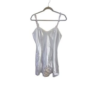 Vintage 80s California Dynasty White Lace Trim Slip Chemise Babydoll‎ Lingerie